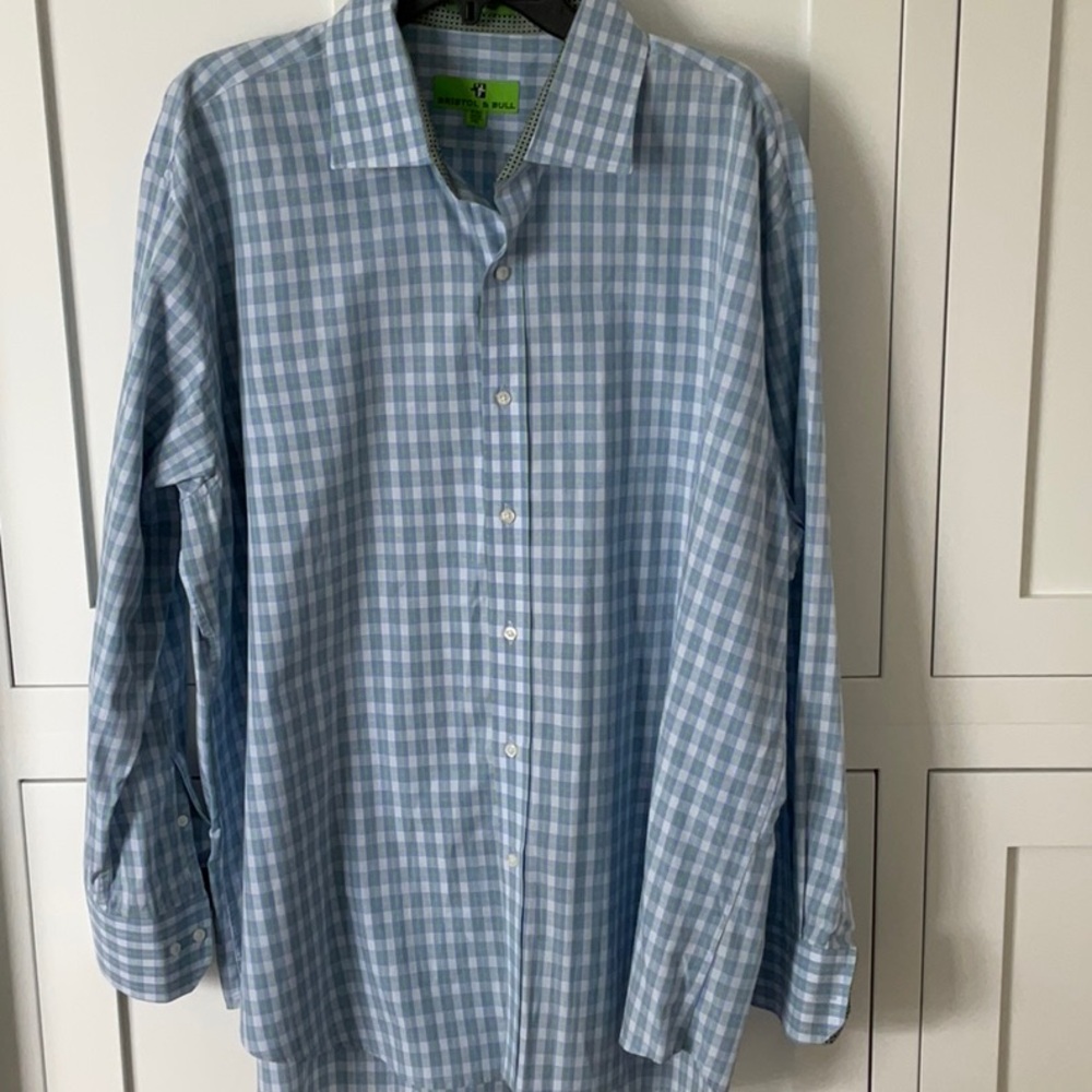Casual Blue and White Button Down Shirt